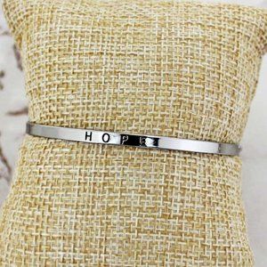 SILVERTONE 'HOPE' BAR AND CHAIN ADJUSTABLE BRACELE